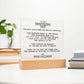 On The Desk Farther View Of Square Acrylic Plaque With Wooden Base With Message For Inspiring Dad - Elegant Endearments