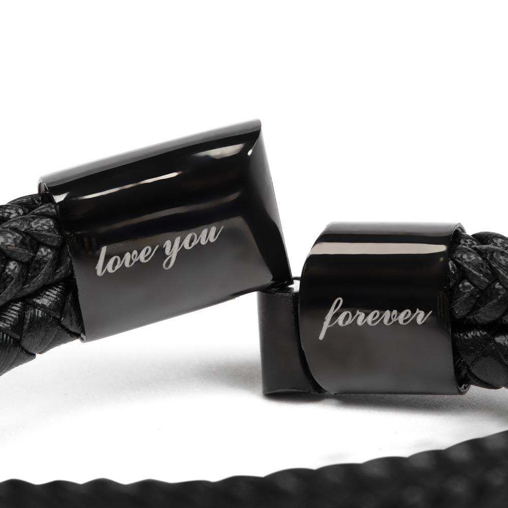 Love You Forever Pre Engraved On Clasp - Men's Bracelet For Supportive Dad - Elegant Endearments