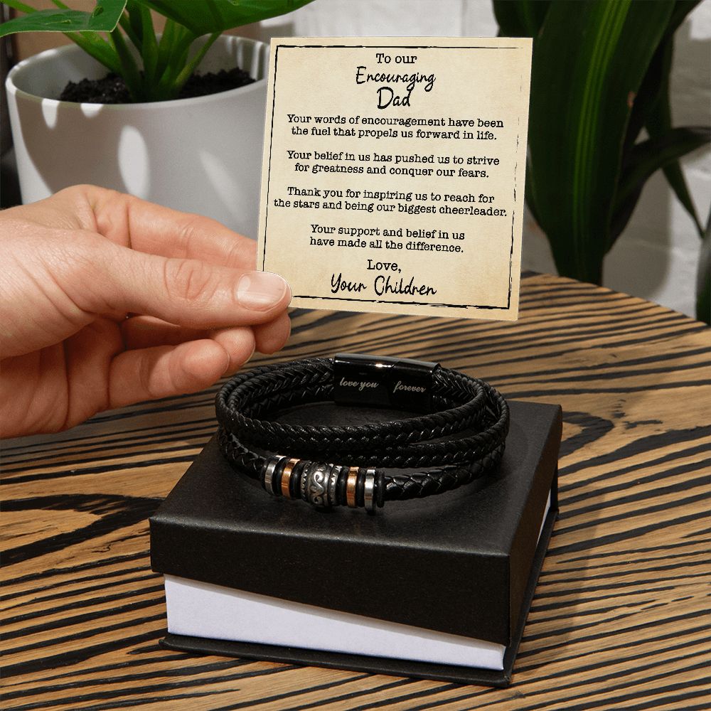 Men's Love You Forever Bracelet With Two Tone Box And Message Card For Encouraging Dad - Elegant Endearments