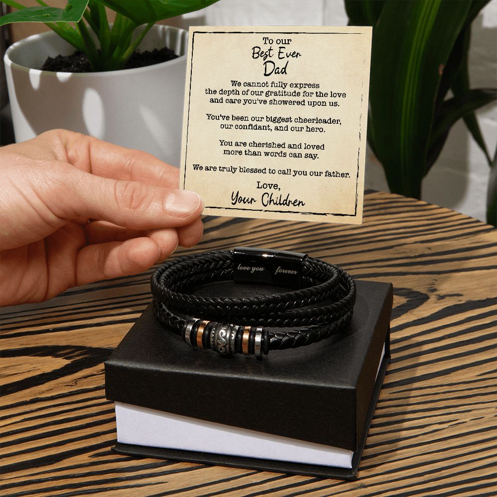 Men's Love You Forever Bracelet With Two Tone Box And Message Card For Best Ever Dad - Elegant Endearments