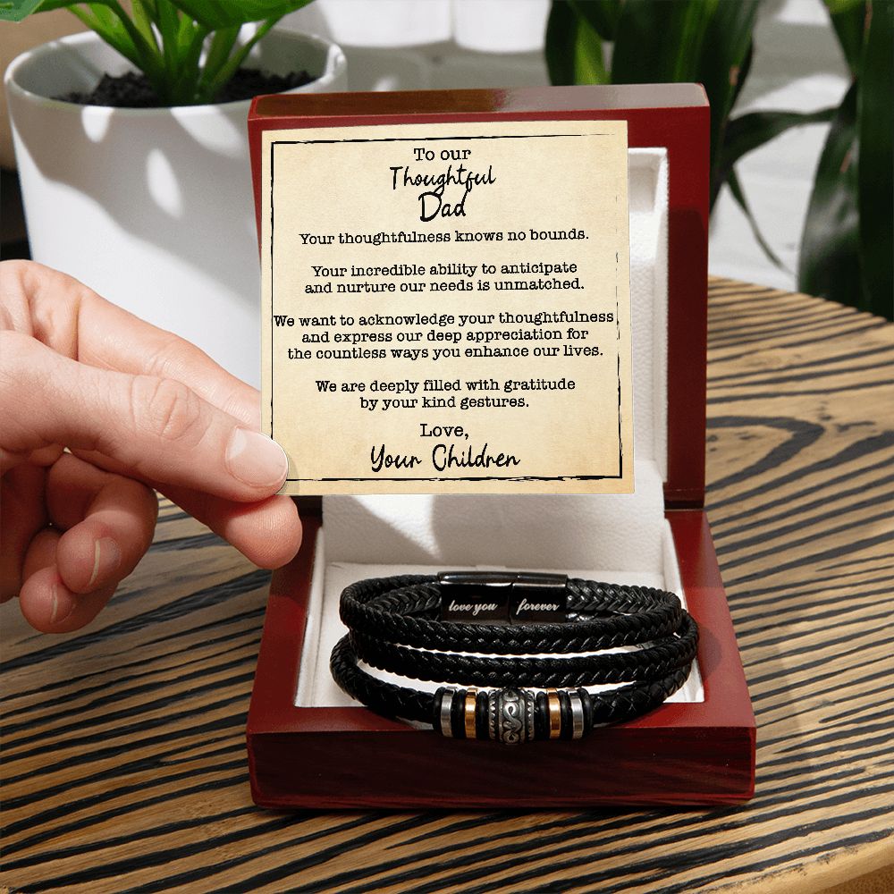 Men's Love You Forever Bracelet With Wooden Box With LED And Message Card For Thoughtful Dad - Elegant Endearments