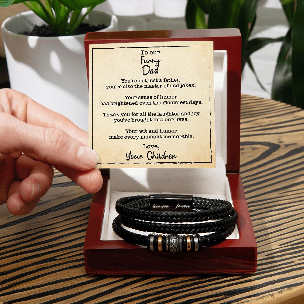 Men's Love You Forever Bracelet With Wooden Box With LED And Message Card For Funny Dad - Elegant Endearments