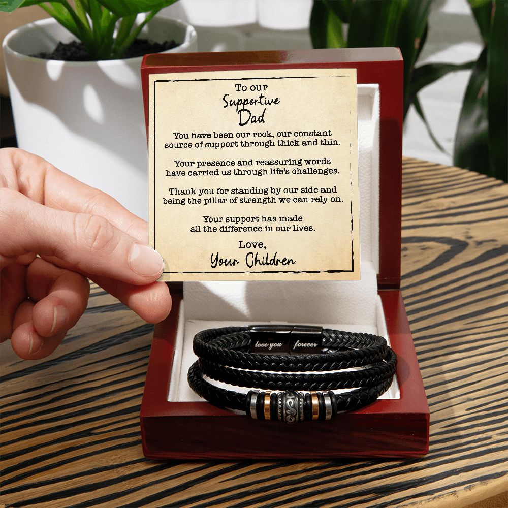 Men's Love You Forever Bracelet With Wooden Box With LED And Message Card For Supportive Dad - Elegant Endearments